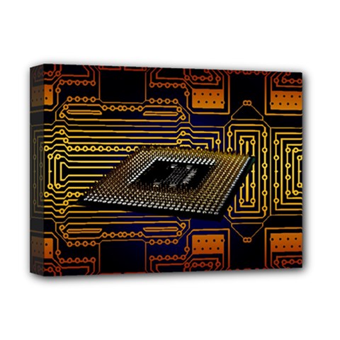 Processor Cpu Board Circuits Deluxe Canvas 16  x 12  (Stretched) 