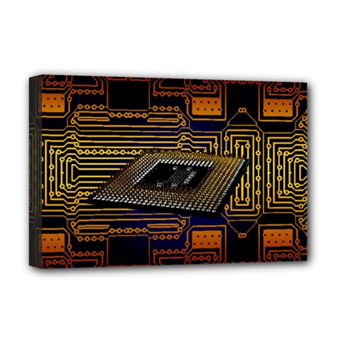 Processor Cpu Board Circuits Deluxe Canvas 18  x 12  (Stretched)