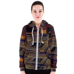 Processor Cpu Board Circuits Women s Zipper Hoodie