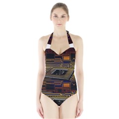 Processor Cpu Board Circuits Halter Swimsuit