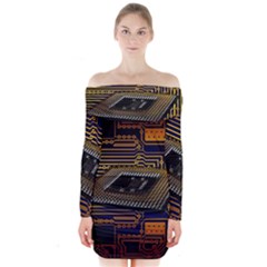 Processor Cpu Board Circuits Long Sleeve Off Shoulder Dress