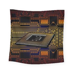 Processor Cpu Board Circuits Square Tapestry (Small)