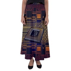 Processor Cpu Board Circuits Flared Maxi Skirt