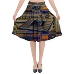 Processor Cpu Board Circuits Flared Midi Skirt