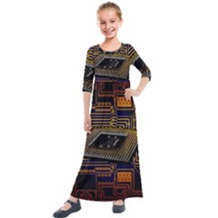 Processor Cpu Board Circuits Kids  Quarter Sleeve Maxi Dress