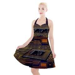 Processor Cpu Board Circuits Halter Party Swing Dress 