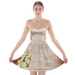 Letter Floral Strapless Bra Top Dress by vintage2030