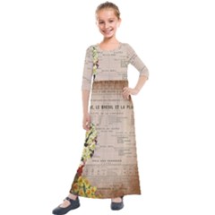 Letter Floral Kids  Quarter Sleeve Maxi Dress by vintage2030