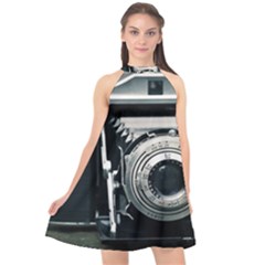 Photo Camera Halter Neckline Chiffon Dress  by vintage2030