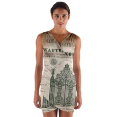 Building News Wrap Front Bodycon Dress by vintage2030