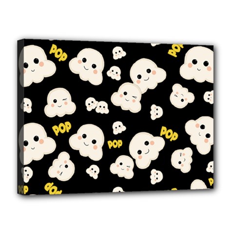 Cute Kawaii Popcorn pattern Canvas 16  x 12  (Stretched)