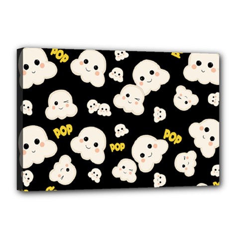 Cute Kawaii Popcorn pattern Canvas 18  x 12  (Stretched)