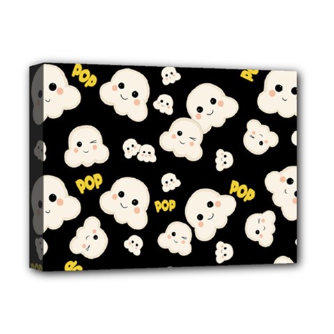 Cute Kawaii Popcorn pattern Deluxe Canvas 16  x 12  (Stretched) 