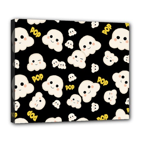 Cute Kawaii Popcorn Pattern Deluxe Canvas 24  X 20  (stretched) by Valentinaart