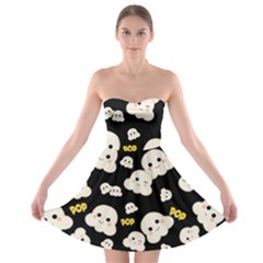 Cute Kawaii Popcorn Pattern Strapless Bra Top Dress
