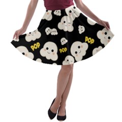 Cute Kawaii Popcorn pattern A-line Skater Skirt