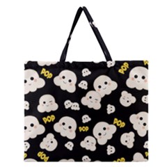 Cute Kawaii Popcorn pattern Zipper Large Tote Bag