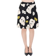 Cute Kawaii Popcorn pattern Velvet High Waist Skirt
