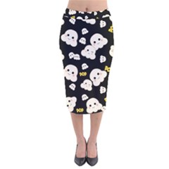 Cute Kawaii Popcorn pattern Velvet Midi Pencil Skirt