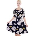 Cute Kawaii Popcorn pattern Quarter Sleeve A-Line Dress View1