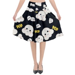 Cute Kawaii Popcorn pattern Flared Midi Skirt