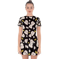 Cute Kawaii Popcorn Pattern Drop Hem Mini Chiffon Dress by Valentinaart