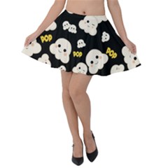 Cute Kawaii Popcorn Pattern Velvet Skater Skirt