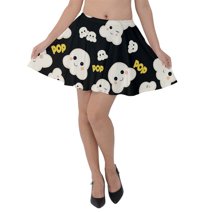 Cute Kawaii Popcorn pattern Velvet Skater Skirt