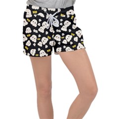 Cute Kawaii Popcorn pattern Women s Velour Lounge Shorts