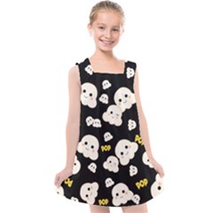 Cute Kawaii Popcorn pattern Kids  Cross Back Dress