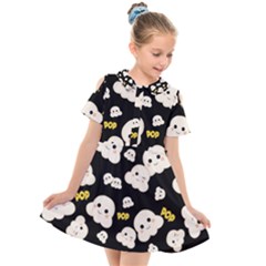 Cute Kawaii Popcorn pattern Kids  Short Sleeve Shirt Dress