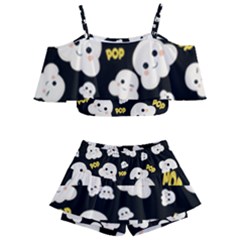 Cute Kawaii Popcorn pattern Kids  Off Shoulder Skirt Bikini