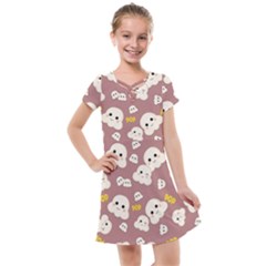 Cute Kawaii Popcorn Pattern Kids  Cross Web Dress by Valentinaart