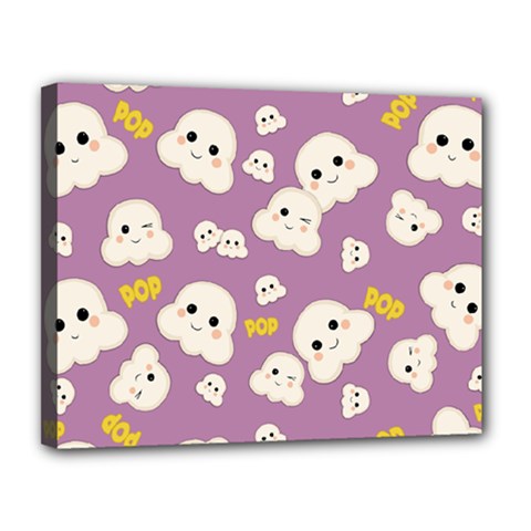 Cute Kawaii Popcorn Pattern Canvas 14  X 11  (stretched) by Valentinaart