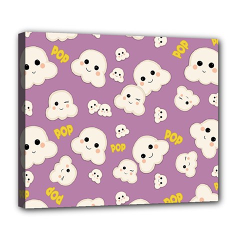 Cute Kawaii Popcorn Pattern Deluxe Canvas 24  X 20  (stretched) by Valentinaart