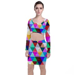 Triangles Pattern                                                       Long Sleeve Crop Top & Bodycon Skirt Set by LalyLauraFLM