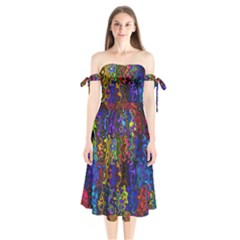 Colorful Waves                                             Shoulder Tie Bardot Midi Dress