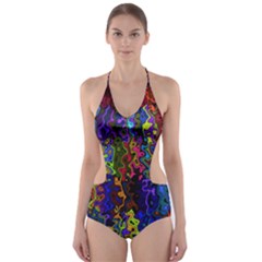 Colorful Waves                                                     Cut-out One Piece Swimsuit by LalyLauraFLM