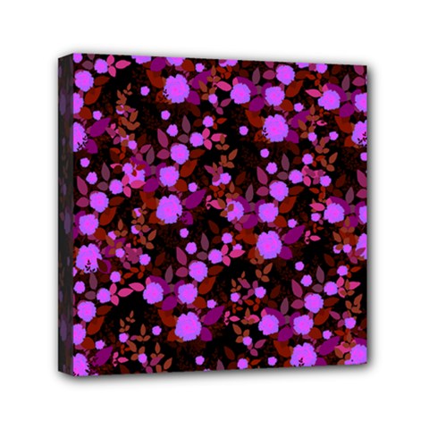 Purple Red  Roses Mini Canvas 6  X 6  (stretched)