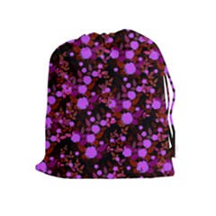 Purple Red  Roses Drawstring Pouch (xl)