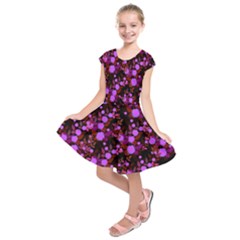 Purple Red  Roses Kids  Short Sleeve Dress