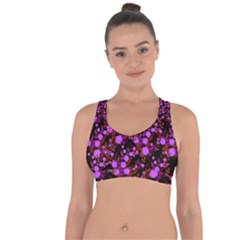 Purple Red  Roses Cross String Back Sports Bra