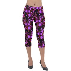 Purple Red  Roses Lightweight Velour Capri Leggings  by snowwhitegirl