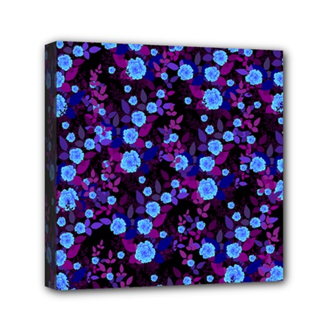 Purple Blue  Roses Mini Canvas 6  X 6  (stretched)