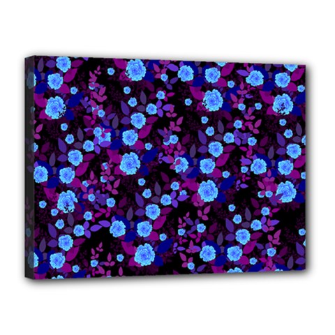 Purple Blue  Roses Canvas 16  X 12  (stretched)