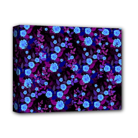 Purple Blue  Roses Deluxe Canvas 14  X 11  (stretched)