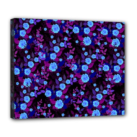 Purple Blue  Roses Deluxe Canvas 24  X 20  (stretched)