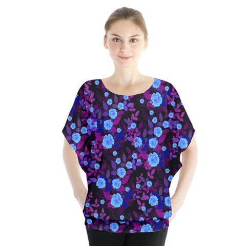 Purple Blue  Roses Blouse by snowwhitegirl