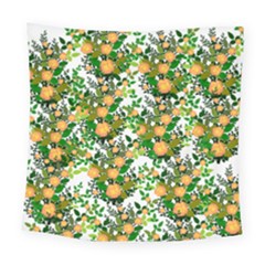 Peach Roses White Square Tapestry (large)