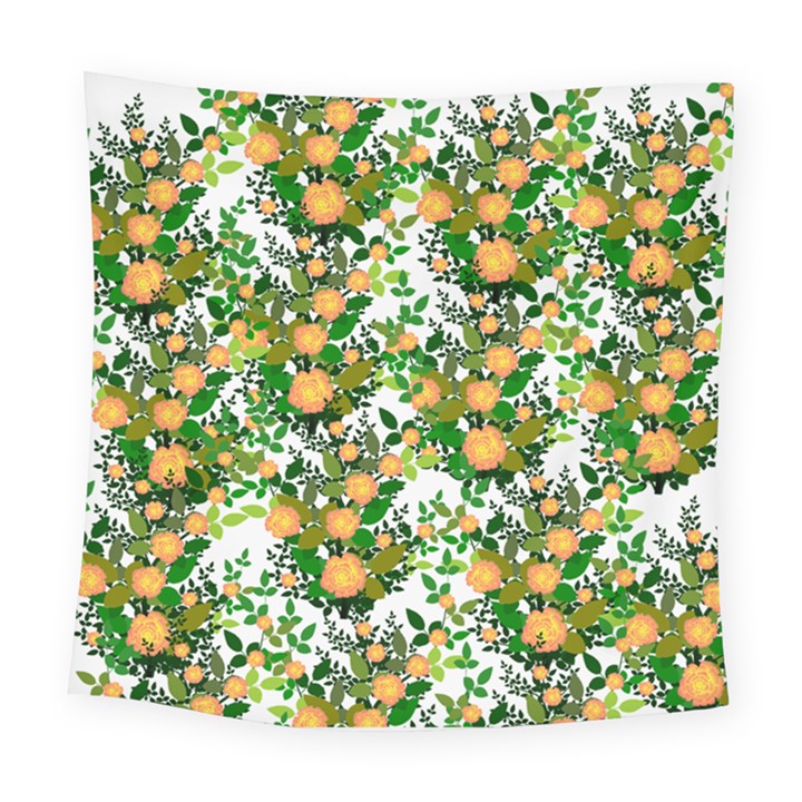 Peach Roses White Square Tapestry (Large)